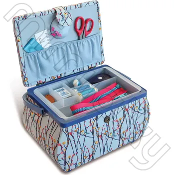 Organizér galanterie Kazeta na šití L Blue birds