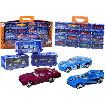 autíčko SADA KOVOVÝCH AUTÍČEK ANGLIČÁKŮ V KUFRÍKU AUTA SPORTOVNÍ 16 KUSŮ