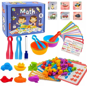 Dřevěná hračka VZDĚLÁVACÍ SADA UČENÍ ČÍSEL FIGURKY MONTESSORI KARTY DOVEDNOSTNÍ HRA