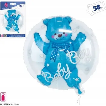 Balónek Ouda Party - Modrý balónek medvídka s mašlí