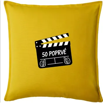 Polštář Klapka 50 poprvé - Polštář 50x50 - 50x50 - Pouze potah ( Žlutá )
