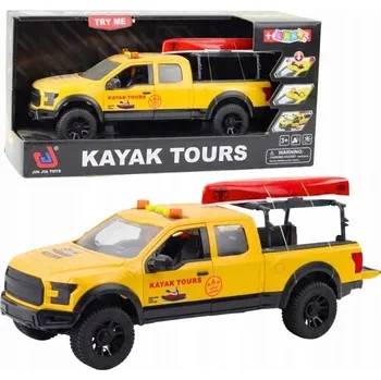 autíčko TERÉNNÍ AUTO S KAJAKEM A EFEKTY – MĚŘÍTKO 1:12