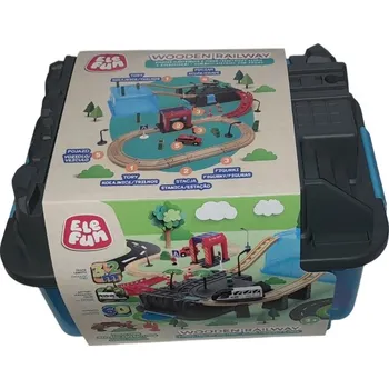 Vláček a vláčkodráha Dřevěná Elektrická Vláčkodráha s tratí – ideální jako dárek