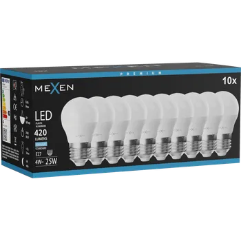 Žárovka Mexen Nova 10x Žárovka LED E27, G45, 4W, Studená - 6500K, 420 lm - L101-E27-0465-01x10 Żarówki LED