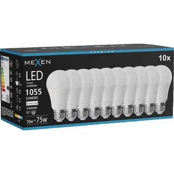 Žárovka Mexen Nova 10x Žárovka LED E27, A60, 10W, Neutrální - 4000K, 1055 lm - L100-E27-1040-01x10 Żarówki LED