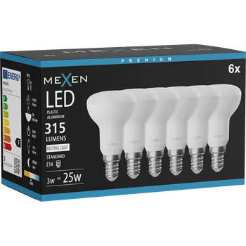 Žárovka Mexen Nova 6x LED žárovka E14, R50, 3W, Neutrální - 4000K, 315 lm - L103-E14-0340-01x06 Żarówki LED