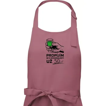 Kuchyňská zástěra Zelená - propím se už 50 let - Pánská zástěra na vaření - Univerzální velikost ( Starorůžová )
