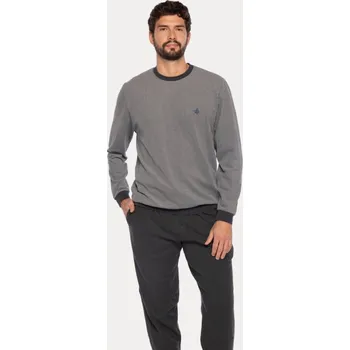 Pánské pyžamo GUASCH Pánské pyžamo FREDERICO, Šedá, V dárkovém boxu, Bavlna 100%, Dlouhý rukáv - vel. L