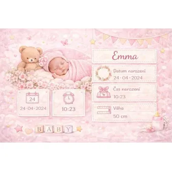 Plechová cedule Cedule - narození dítěte 9 - Plast / A5 ( 20x15cm)