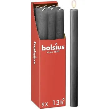 Zahradní dekorace Bolsius - Rustikální tyčové svíčky - antracit - 9 kusů - 27 x 2,3 cm - délka hoření 13 hodin -