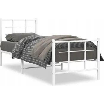 Postel Bílý rám postele z kovu 207 x 85 x 90 cm, vhodná matrace 80 x 200 cm
