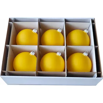 Vánoční dekorace Skleněné vánoční Vánoční Baňky ŽLUTÉ MATNÉ 10 cm - 6 ks