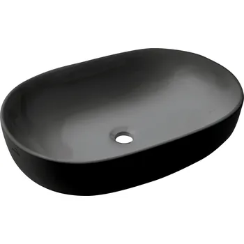 Umyvadlo Invena Korfu, keramické umyvadlo na desku 60x42x14, 5 cm, černá matná, INV-CE-34-005-C