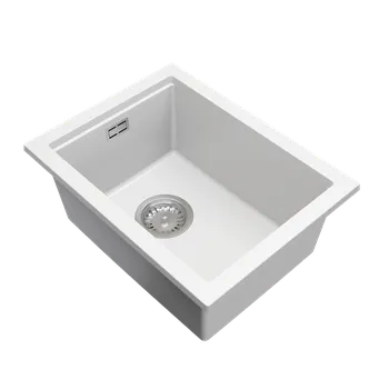 Granitový dřez Gamma Decor 3850, 1-komorový granitový dřez 380x500x207 mm, bílá, GMA-ZLE000158