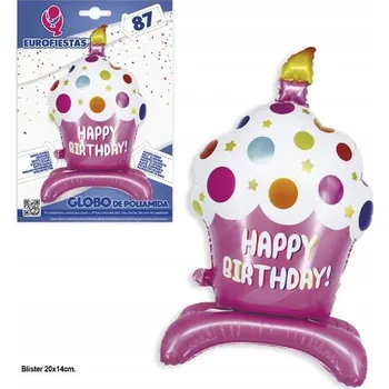 Balónek Ouda Party - Fóliový balónek s kulatým růžovým podstavcem na dort