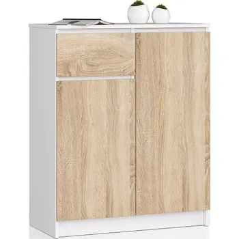 Komoda KOMODA K80 2D 1SZ CLP PK BÍLÁ / DUB SONOMA