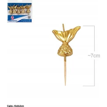 Dortová svíčka Narozeninové svíčky na dort OCÁSKY MOŘSKÁ PANNA zlaté GOLD narozeniny 5ks EF