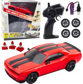 RC model auta AUTO NA DRIFT NA DÁLKOVÉ OVLÁDÁNÍ ČERVENÉ S ČERNÝMI PRUHY