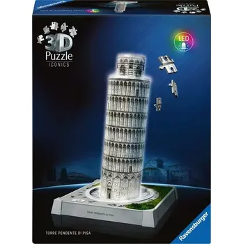 3D puzzle Ravensburger 3D Iconics Šikmá věž v Pise noční edice 216 dílků