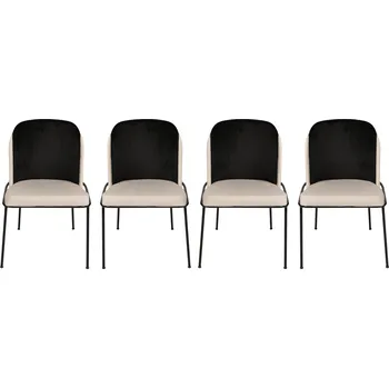 Jídelní židle Sada 4 ks jídelních židlí Dore samet černá/krémová