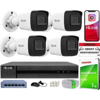 Bezpečnostní kamera Kompletní IP Monitorovací Set: 4 Venkovní FullHD Kamery HiLook Hikvision