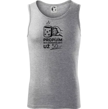 Káva - propíjím se už 50 let - Tílko pánské Core - XL ( Tmavě šedý melír )