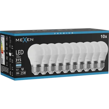 Žárovka Mexen Nova 10x LED žárovka E27, G45, 3W, Studená - 6500K, 315 lm - L101-E27-0365-01x10 Żarówki LED