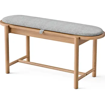 719167 - Tchibo - Lavice z masivního dřeva s polstrováním a úložným prostorem - barva: šedá