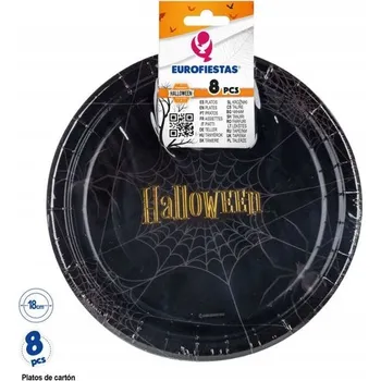 Party nádobí 8 ks papírových talířů s motivem Halloween, průměr 18 cm