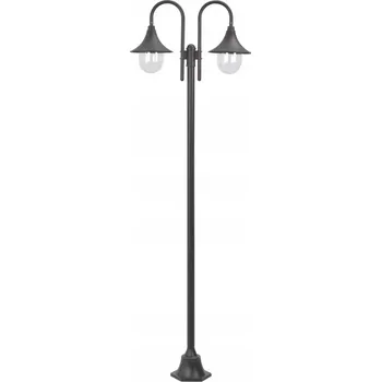 Lampička Hnědá zahradní lampa se 2 lucernami, výška 220 cm, délka 72 cm