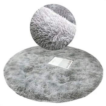 Koberec KOBEREC SHAGGY KULATÝ DO OBÝVACÍHO POKOJE 160 CM PLYŠOVÝ SKVRNITÝ ŠEDÝ MELÍR KRUH