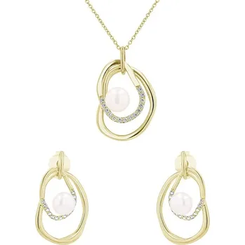 Souprava šperků Sada stříbrných šperků s perlami a bílými topazy Maral