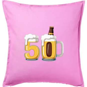 Polštář Padesátka v pivu s lahváčem - Polštář 50x50 - 50x50 - Pouze potah ( Růžová )