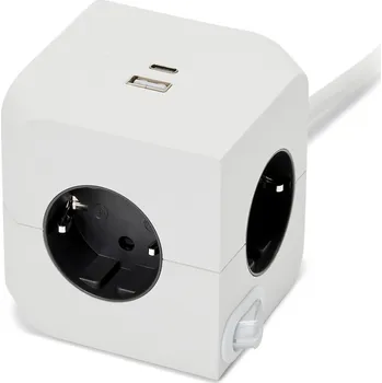 Elektrická zásuvka 715646 - Tchibo - Zásuvková kostka s USB - barva: bílá