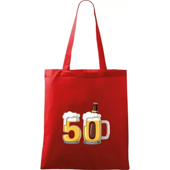 Padesátka v pivu s lahváčem - Taška bavlněná - 42 x 38 cm ( Červená )
