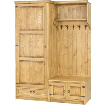 Nábytek Předsíňová stěna a šatní skříň GR704 povrchová úprava - včelí vosk Přírodní včelí vosk