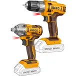 Ingco COSLI230702 sada AKU strojů - vrtací šroubovák a rázový utahovák vč. 2ks baterie a nabíječky (COSLI230702)