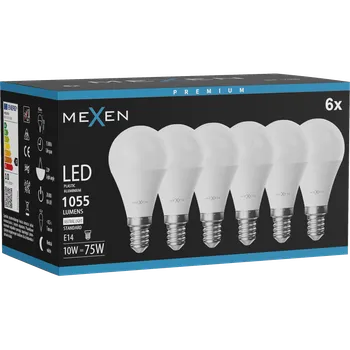 Žárovka Mexen Nova 6x LED žárovka E14, G45, 10W, Neutrální - 4000K, 1055 lm - L101-E14-1040-01x06 Żarówki LED