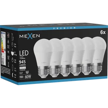 Žárovka Mexen Nova 6x LED žárovka E27, G45, 9W, Neutrální - 4000K, 945 lm - L101-E27-0940-01x06 Żarówki LED