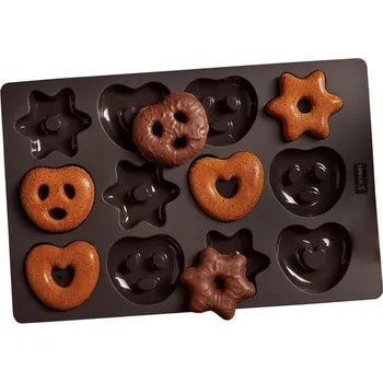 Betonová forma Silikonová forma na pečení Lurch Mini Perníčky na preclíky, srdíčka, hvězdičky, nepřilnavá