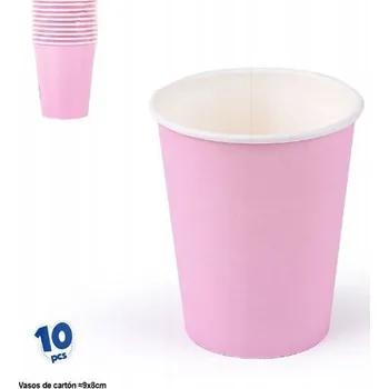 Party nádobí 10 ks 270 ml růžové papírové kelímky z bílého kartonu 250 g