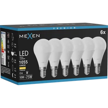 Žárovka Mexen Nova 6x LED žárovka E14, G45, 10W, Teplá - 3000K, 1055 lm - L101-E14-1030-01x06 Żarówki LED