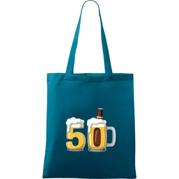 Padesátka v pivu s lahváčem - Taška bavlněná - 42 x 38 cm ( Petrolejová )