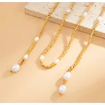 B-TOP Dlouhý dámský náhrdelník z korálků a bílých perel Druh barvy: Zlatá