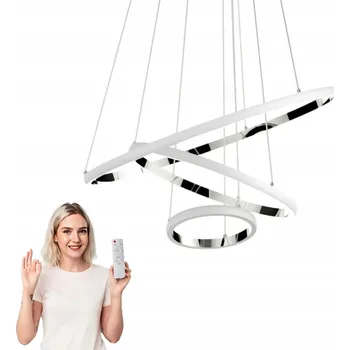 ZÁVĚSNÁ LAMPA STROPNÍ STŘÍBRNÁ CHROMOVANÁ LED LUSTR 3 KRUHY S DÁLKOVÝM OVLÁDÁNÍM