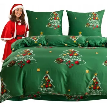 Povlečení POVLEČENÍ VÁNOČNÍ 3D ZELENÝ STROMEČEK DÁRKY 220x200cm + 2 POVLEČENÍ NA POLŠTÁŘ 70x80