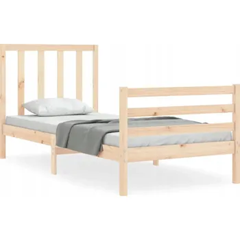 Postel Dřevěná borovicová postel 195,5 x 80,5 x 100 cm, surová, s čelem