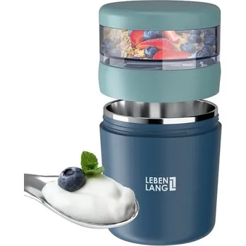 Termoska LIFELONG kelímek na müsli s lžičkou - izolační vnitřní stěna z nerezové oceli a 650 ml | Kelímek na