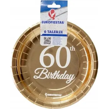 Talíř 18cm zlatý narozeninový talíř s anglickým nápisem k 60. narozeninám