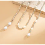 B-TOP Dlouhý dámský náhrdelník z korálků a bílých perel Druh barvy: Stříbrná